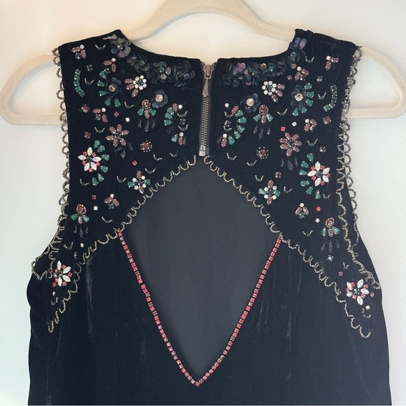🖤 ECOTE BEADED BOHO DISCO COWGIRL VELVET BEADED WESTERN CUT OUT MINI DRESS - Picture 8 of 12